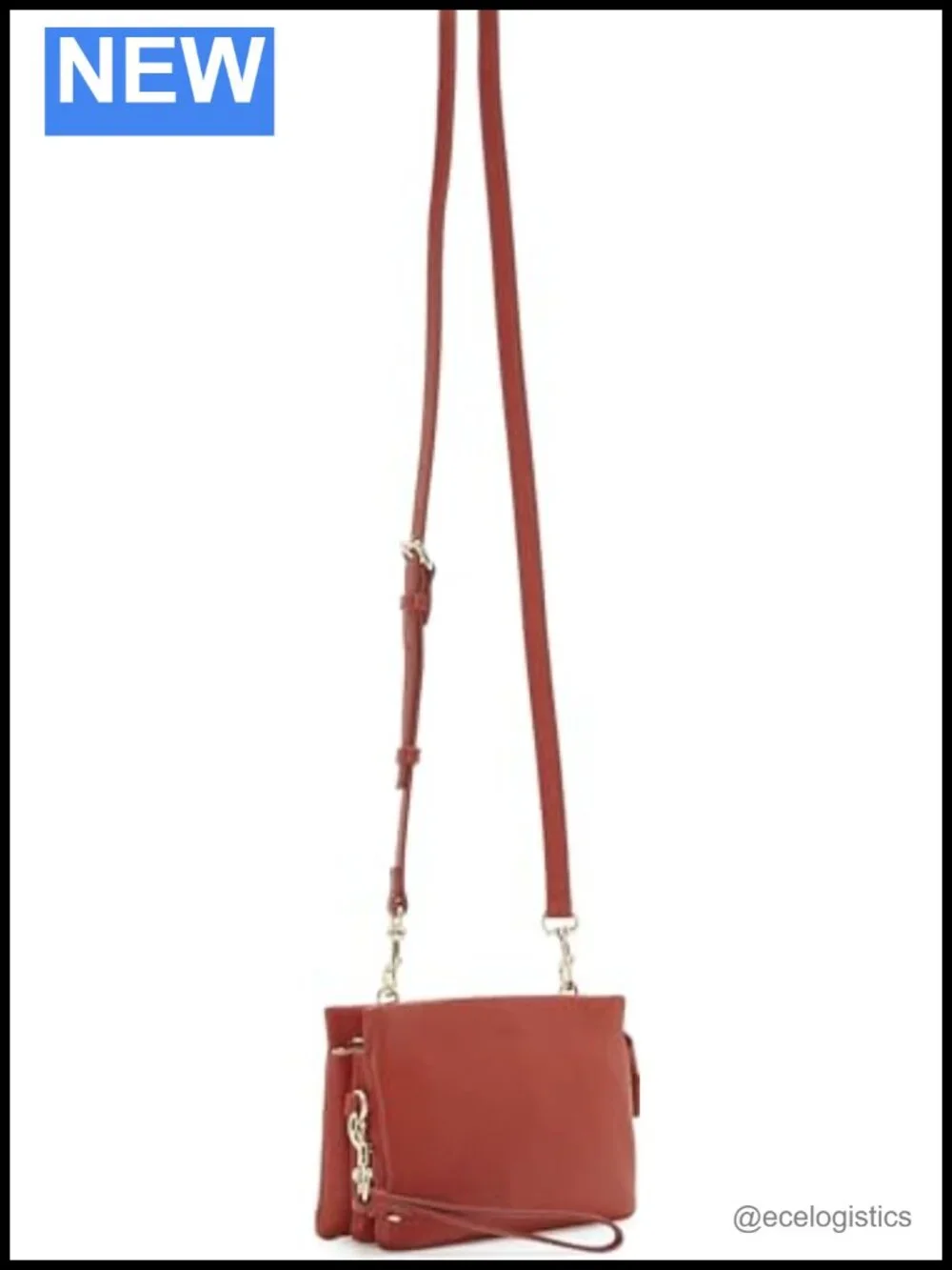 Vince Camuto Cami Leather Crossbody Sling Bag Gold Hardware Woven Lining